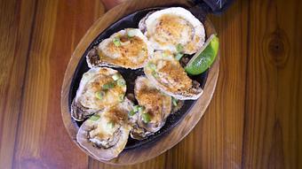 Product: Garlic Parmesan Broiled oysters - The Fish House in Miami, FL Seafood Restaurants