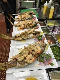 Product: Topped whole snapper with shrimp scampi - The Fish House in Miami, FL Seafood Restaurants