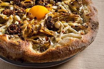 Product: Mushroom Pizza with Three Cheeses and Farm Egg - The Inn at Pound Ridge in Pound Ridge, NY American Restaurants