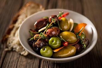 Product: Warm Olives with Balsamic Vinegar - The Inn at Pound Ridge in Pound Ridge, NY American Restaurants