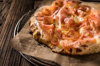 Product: White Pizza With Prosciutto Di Parma - The Inn at Pound Ridge in Pound Ridge, NY American Restaurants