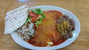Product: Red Chile Huevos Rancheros - The Links Bar & Grill in Santa Fe, NM Bars & Grills