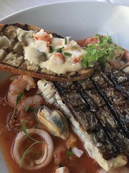 Product: fisherman's chowder, lobster aioli bruschetta - The Plaza Café in Southampton Village - Southampton, NY American Restaurants