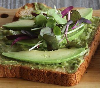 Product: A super yummy favorite. Two pieces of our freshly baked and toasted GF Bread with fresh organic avocados. - The Pureganic Cafe in Downtown Rye - Harrison, NY Jewish & Kosher Restaurant