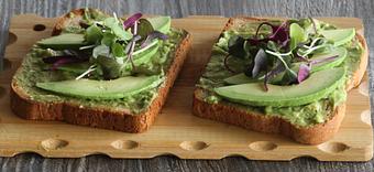 Product: A favorite! Two pieces of our yummy freshly baked GF bread with fresh organic avocado. - The Pureganic Cafe in Downtown Rye - Harrison, NY Jewish & Kosher Restaurant