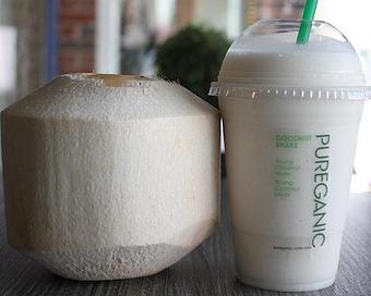 Product: Doesn't get fresher or healthier than this. 16oz of coconut meat and coconut water blended into a delicious smoothie. - The Pureganic Cafe in Downtown Rye - Harrison, NY Jewish & Kosher Restaurant