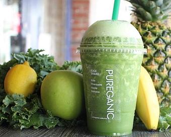 Product: A favorite. Yummy. Healthy. Refreshing. Kale, pineapple, banana, lemon blended into one incredible 16oz smoothie. - The Pureganic Cafe in Downtown Rye - Harrison, NY Jewish & Kosher Restaurant