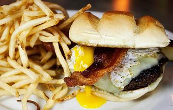 Product: Ohio swiss cheese | Ohio thick-cut bacon | fried local egg - The Rail - Akron in Fairlawn, OH American Restaurants