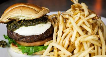 Product: fresh mozzarella | lettuce | tomato | sunflower-basil pesto - The Rail - Akron in Fairlawn, OH American Restaurants