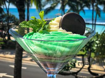 Product: Fluffy housemade mint marshmallow creme layered with Thin Mint cookie crumbles. 50% of all proceeds go toward the Girl Scouts of America! - Tikis Grill & Bar in Waikiki - Honolulu, HI Bars & Grills