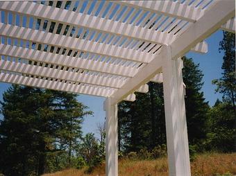 Product: Factory painted Aluminum pergola with embossed wood grain. Low maintenance By Tim Hubbard Construction of Southern Oregon - Tim Hubbard Construction in Wilderville, OR Builders & Contractors