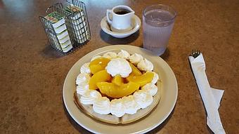 Product: peach waffle - Tommy's Restaurant in Grand Island, NE Sandwich Shop Restaurants