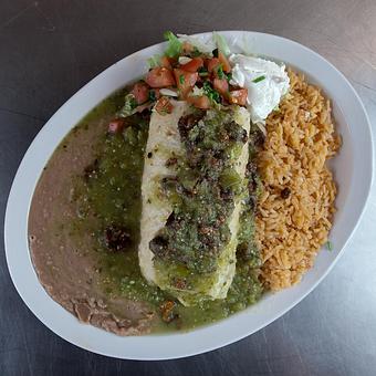 Product: Green Chile Burrito Plate - Tucan Tacos in Grand Island, NE Mexican Restaurants