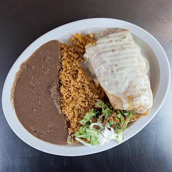 Product: White Cheese Chimichanga Plate - Tucan Tacos in Grand Island, NE Mexican Restaurants