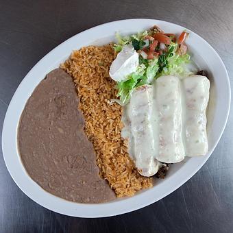 Product: White Cheese Enchilada Plate - Tucan Tacos in Grand Island, NE Mexican Restaurants