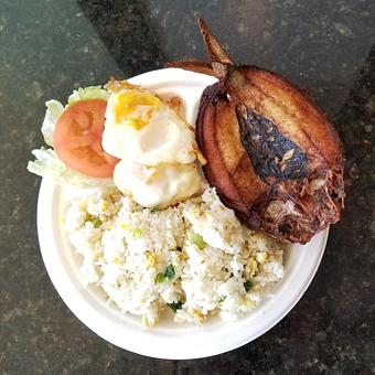 Product: Fried milkfish served over garlic rice and egg. - Turo Cafe and Grill in San Francisco, CA Coffee, Espresso & Tea House Restaurants