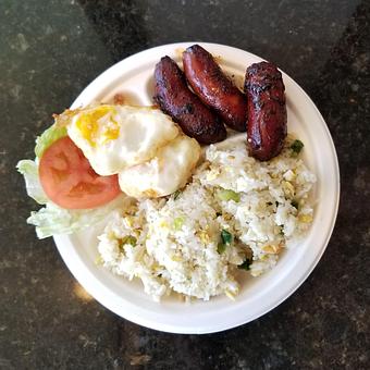 Product: Filipino sweet garlic sausage, served over garlic rice with eggs. - Turo Cafe and Grill in San Francisco, CA Coffee, Espresso & Tea House Restaurants