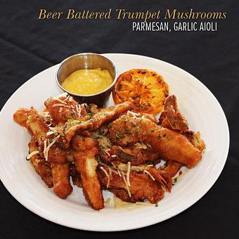 Product: Starters - Beer Battered Trumpet Mushrooms - Upstairs at Pier 38 in Honolulu, HI Seafood Restaurants