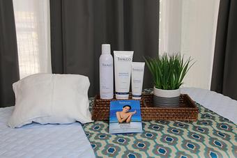 Product: Spa service presentation with treatment products - Urbaine Oasis Spa Boutique in Milwaukee, WI Day Spas