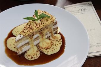 Product: Expresso Rum Soaked Italian Lady Fingers, Mascarpone Cream and Marsala Sabayon - Vincent Chiccos in Upper King St, in Downtown Charleston - Charleston, SC Italian Restaurants