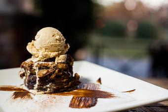 Product: Gingerbread bread pudding with chipotle cinnamon gelato - Vino Venue in Dunwoody - Atlanta, GA American Restaurants