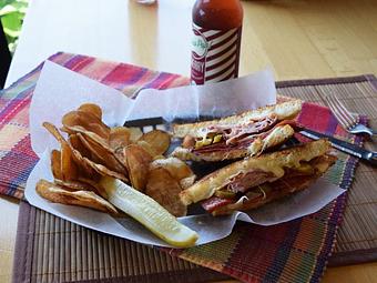 Product: Sriracha Melt - ham, pepperoni, mozzarella, jalapenos, and sriracha mayo grilled on white bread - West Allis Cheese & Sausage Shoppe in Milwaukee, WI Meat Products