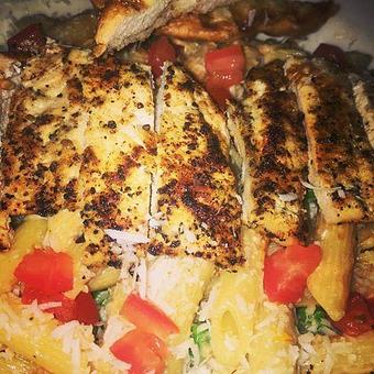 Product: Smoked Tomato Cream, tender Penne, field peas, Campari tomatoes - Woody's Tupelo in Tupelo, MS Hamburger Restaurants