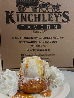 Product: Oktoberfest Dessert Special - Warm Cider Donut w/Cinnamon Ice Cream Topped with a Butterscotch swirl - Kinchley's Tavern in Ramsey, NJ - Ramsey, NJ Pizza Restaurant