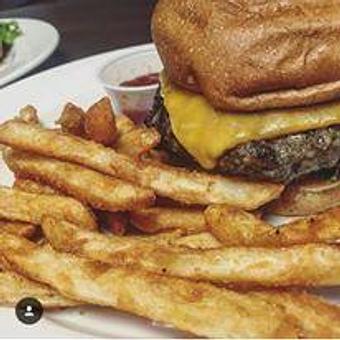 Product: Cheddar Burger with fries - 440 Main in Bowling Green, KY Bars & Grills
