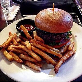 Product: Cheddar Bacon Burger with fries - 440 Main in Bowling Green, KY Bars & Grills
