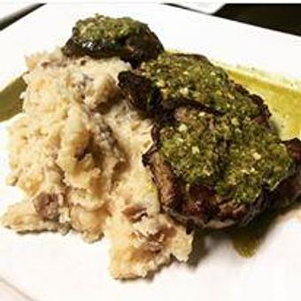 Product: Chimmichurri Filet Medallions with Roasted Garlic Mashed Potatoes - 440 Main in Bowling Green, KY Bars & Grills