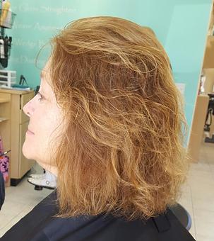 Product: Marilyn--Before- color, highlights, cut and keratin - A Cut Above Salon in Avon, OH Beauty Salons
