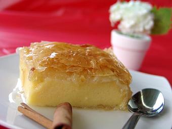 Product: A favorite Greek dessert - Milk pie - sweet and delicious - Aladdin Mediterranean Grill in Home Depot Shopping Center - Palm Beach Gdns, FL Greek Restaurants