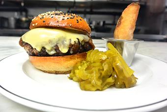 Product: Off-The-Menu Burger complete with fries made with locally-sourced potatoes. - American Cut Steakhouse Tribeca in TriBeca - New York, NY American Restaurants