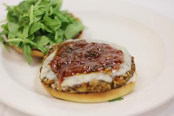 Product: Vegetarian Burger - Arizona Inn - Dining Room in Blenman Elm - Tucson, AZ American Restaurants