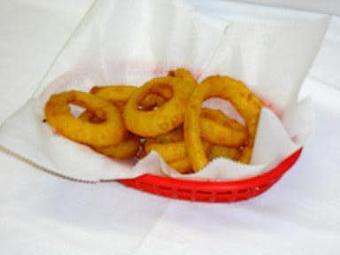 Product: Brew City Beer Battered Onion Rings - AuSable River Restaurant in Mio, MI American Restaurants