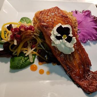 Product: Pomegranate gastrique adds a subtle flair - Banana Leaf Modern Thai in Mason, OH - Mason, OH Thai Restaurants