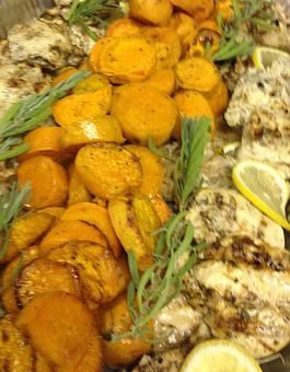 Product: Catering Event.....Roast Chicken with Sweet Potatoes - Bella Cafe in Grosse Pointe Farms, MI American Restaurants