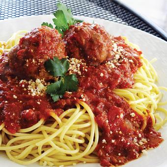 Product: Spaghetti with Meatballs - Bella Milano in Springfield, IL Pizza Restaurant