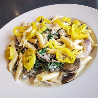 Product: Fontina Roast Beef Pasta - Bella Milano in Springfield, IL Pizza Restaurant