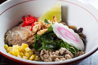 Product: Served with chashu, sauteed ground pork, bamboo shoots, corn, green onions, fried onions, fried garlic, cilantro, and lime. - Beluga Japanese Restaurant in Round Rock, TX Japanese Restaurants