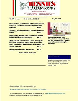 Product - Bennie's Italian Foods & Pizza in Marion, IL Italian Restaurants