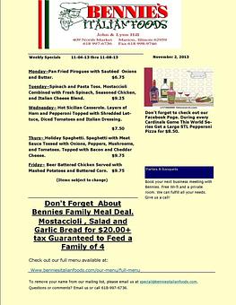 Product - Bennie's Italian Foods & Pizza in Marion, IL Italian Restaurants