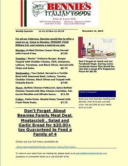 Product - Bennie's Italian Foods & Pizza in Marion, IL Italian Restaurants