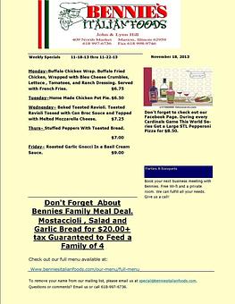 Product - Bennie's Italian Foods & Pizza in Marion, IL Italian Restaurants