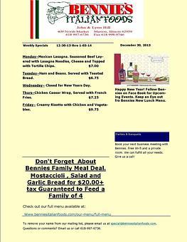 Product - Bennie's Italian Foods & Pizza in Marion, IL Italian Restaurants