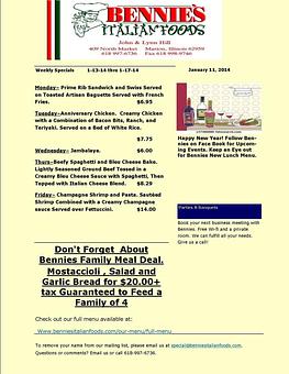 Product - Bennie's Italian Foods & Pizza in Marion, IL Italian Restaurants