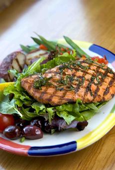 Product: grilled fish salad - Big Sky Cafe in Downtown San Luis Obispo - San Luis Obispo, CA Vegetarian Restaurants