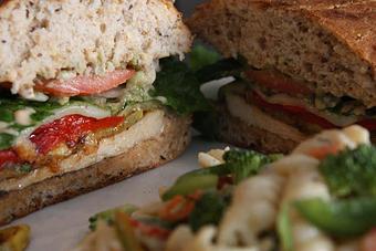 Product: Caribbean Chicken Breast Sandwich - Cafe Bella in Logan Square - Chicago, IL American Restaurants