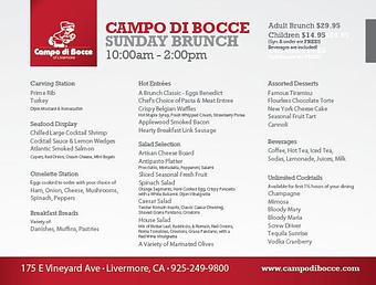 Product: Sunday Brunch - Campo Di Bocce of Livermore in Livermore, CA Italian Restaurants